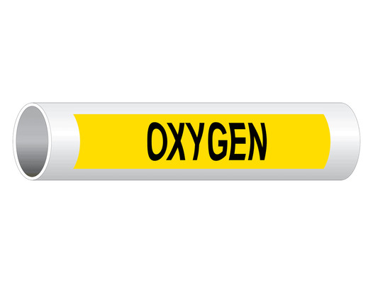 ASME A13.1 Oxygen Pipe Label PIPE-23960_Black_on_Yellow