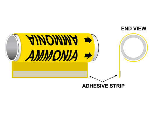 ASME A13.1 Ammonia Black On Yellow Plastic Pipe Wrap PIPE-23065_WRAP_Black_on_Yellow