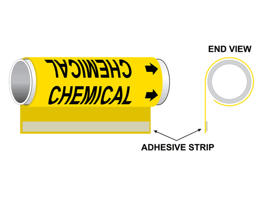 ASME A13.1 Chemical Black On Yellow Plastic Pipe Wrap PIPE-23165_WRAP_Black_on_Yellow