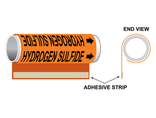 ASME A13.1 Hydrogen Sulfide Plastic Pipe Wrap PIPE-23735_WRAP_Black_on_Orange