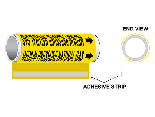 ASME A13.1 Medium Pressure Natural Gas Plastic Pipe Wrap PIPE-23880_WRAP_Black_on_Yellow
