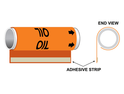 ASME A13.1 Oil Plastic Pipe Wrap PIPE-23940_WRAP_Black_on_Orange