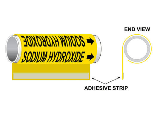 ASME A13.1 Sodium Hydroxide Plastic Pipe Wrap PIPE-24210_WRAP_Black_on_Yellow