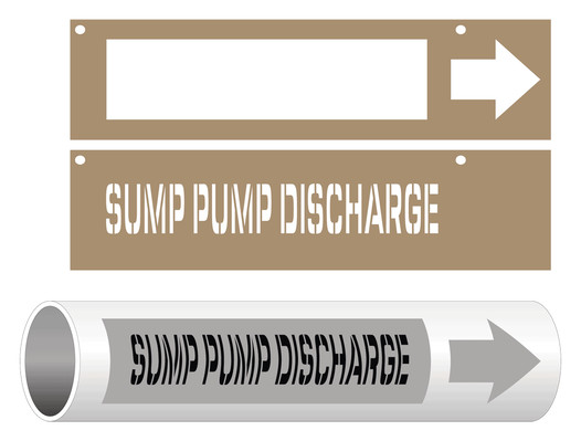 ASME A13.1 Sump Pump Discharge Pipe Marking Stencil PIPE-24305_STENCIL