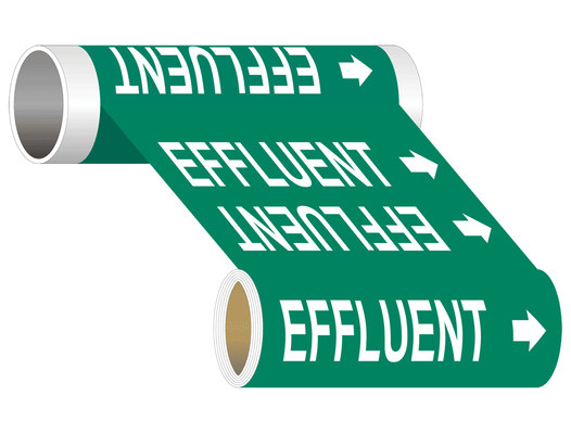 ASME A13.1 Effluent White On Green Wide Pipe Label