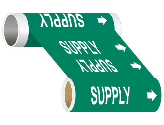 ASME A13.1 Supply Wide Pipe Label PIPE-24310_WideRoll_White_on_Green