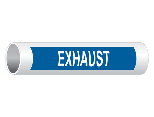 ASME-A13.1 Exhaust White on Blue Pipe Label PIPE-23430_White_on_Blue