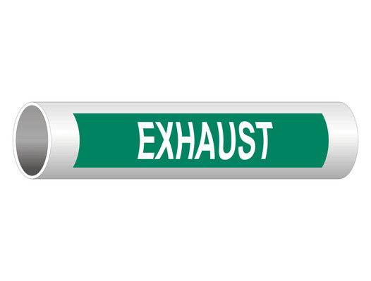 ASME-A13.1 Exhaust White On Green Pipe Label