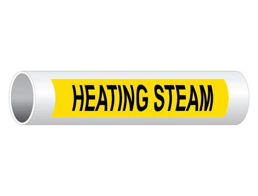ASME-A13.1 Heating Steam Pipe Label PIPE-23565_Black_on_Yellow