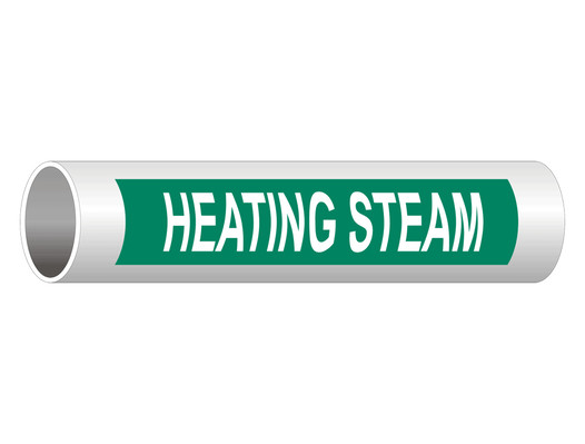ASME-A13.1 Heating Steam Pipe Label PIPE-23565_White_on_Green