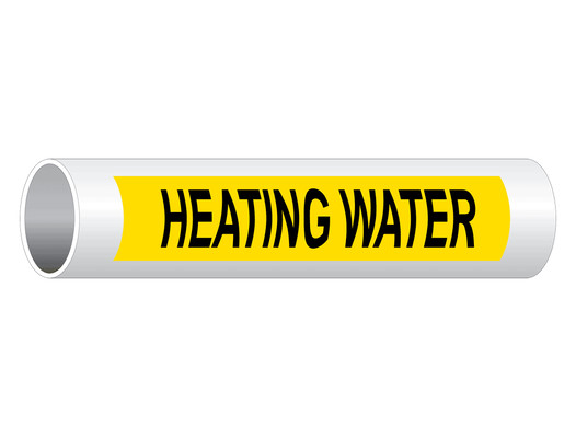 ASME-A13.1 Heating Water Pipe Label PIPE-23575_Black_on_Yellow