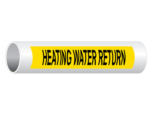 ASME-A13.1 Heating Water Return Pipe Label PIPE-23580_Black_on_Yellow