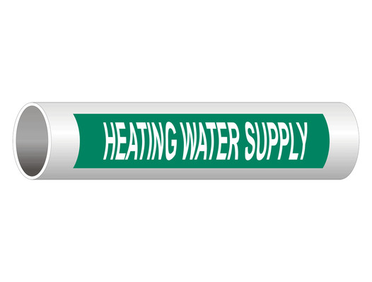 ASME-A13.1 Heating Water Supply Pipe Label PIPE-23585_White_on_Green