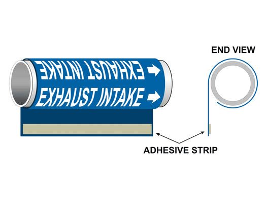 ASME-A13.1 Exhaust Intake White On Blue Plastic Pipe Wrap PIPE-23440_WRAP_White_on_Blue