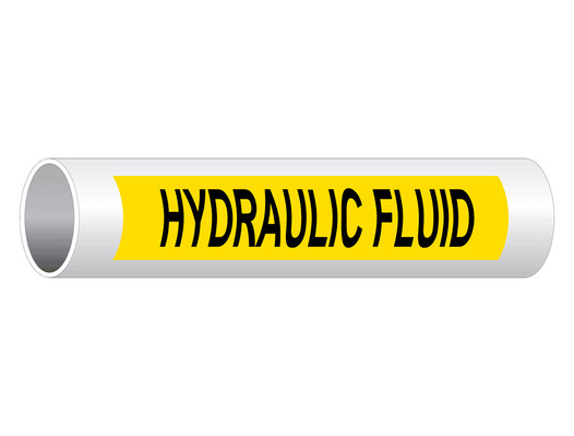 ASME A13.1 Hydraulic Fluid Pipe Label PIPE-23695_Black_on_Yellow