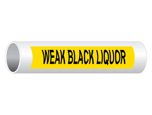ASME A13.1 Weak Black Liquor Pipe Label PIPE-24405_Black_on_Yellow