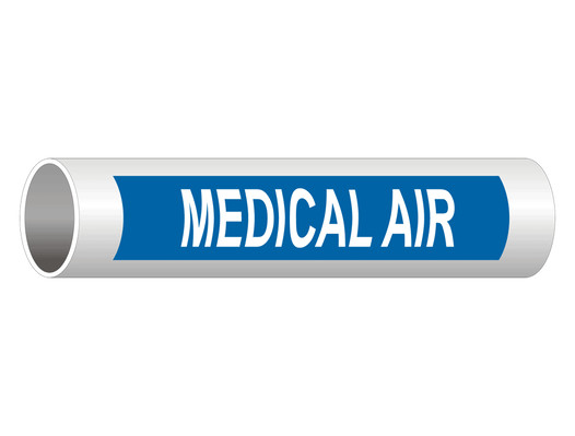 ASME A13.1 Medical Air Pipe Label PIPE-23855_White_on_Blue