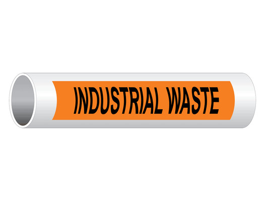 ASME A13.1 Industrial Waste Pipe Label PIPE-23750_Black_on_Orange