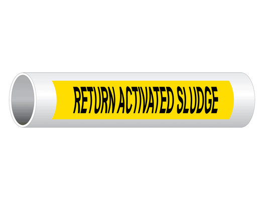 ASME A13.1 Return Activated Sludge Pipe Label PIPE-24120_Black_on_Yellow