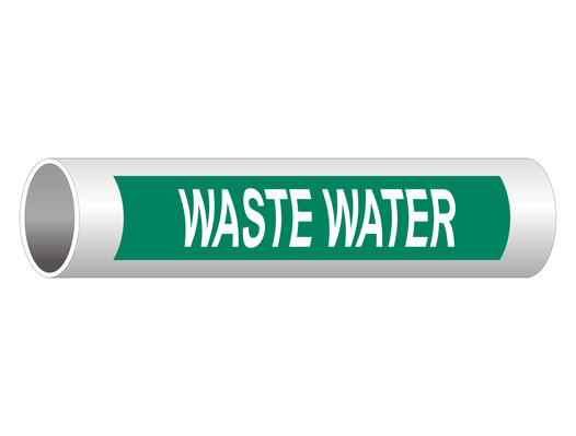 ASME A13.1 Waste Water Pipe Label PIPE-24395_White_on_Green