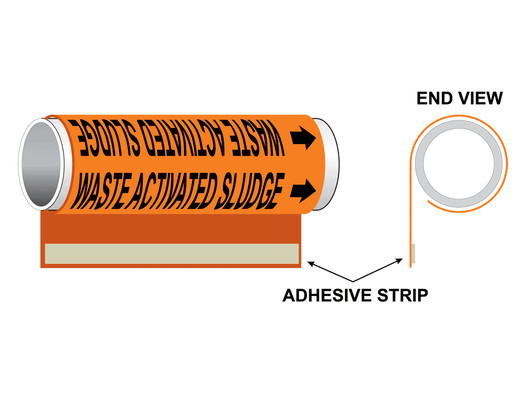 ASME A13.1 Waste Activated Sludge Plastic Pipe Wrap PIPE-24390_WRAP_Black_on_Orange