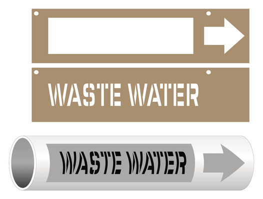 ASME A13.1 Waste Water Pipe Marking Stencil PIPE-24395_STENCIL
