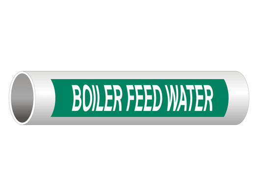 ASME A13.1 Boiler Feed Water Pipe Label PIPE-23130_White_on_Green