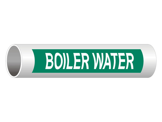 ASME A13.1 Boiler Water White On Green Pipe Label