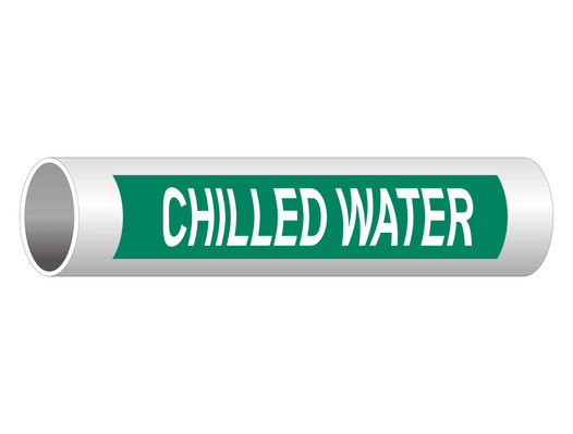 ASME A13.1 Chilled Water White On Green Pipe Label PIPE-23180_White_on_Green