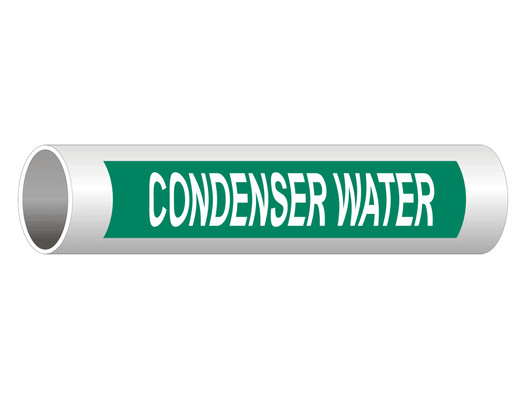 ASME A13.1 Condenser Water Pipe Label PIPE-23270_White_on_Green