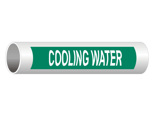 ASME A13.1 Cooling Water White On Green Pipe Label PIPE-23285_White_on_Green