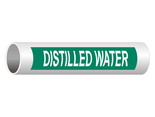 ASME A13.1 Distilled Water White On Green Pipe Label PIPE-23350_White_on_Green