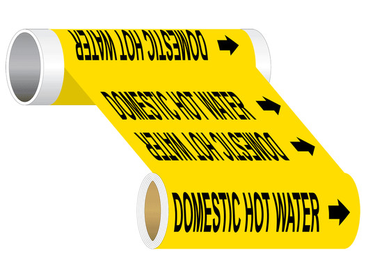 ASME A13.1 Domestic Hot Water Wide Pipe Label