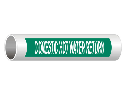 ASME A13.1 Domestic Hot Water Return Pipe Label PIPE-23380_White_on_Green