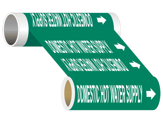 ASME A13.1 Domestic Hot Water Supply Wide Pipe Label
