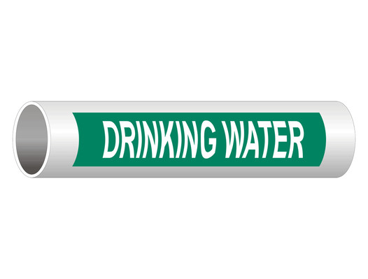 ASME A13.1 Drinking Water White On Green Pipe Label PIPE-23400_White_on_Green