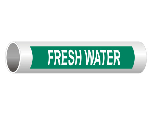 ASME A13.1 Fresh Water White On Green Pipe Label