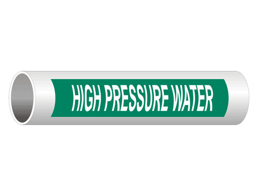 ASME A13.1 High Pressure Water Pipe Label PIPE-23630_White_on_Green