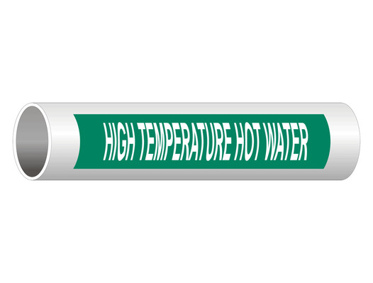 ASME A13.1 High Temperature Hot Water Pipe Label PIPE-23635_White_on_Green