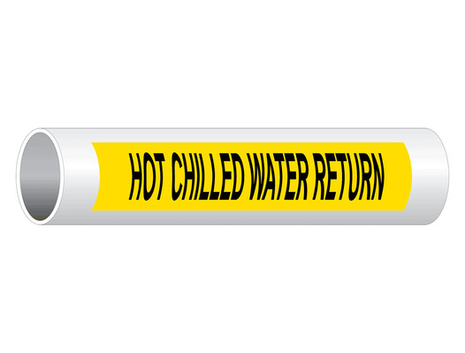 ASME A13.1 Hot Chilled Water Return Pipe Label PIPE-23645_Black_on_Yellow