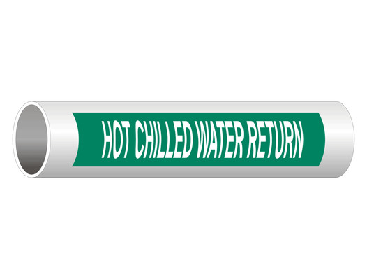 ASME A13.1 Hot Chilled Water Return Pipe Label PIPE-23645_White_on_Green