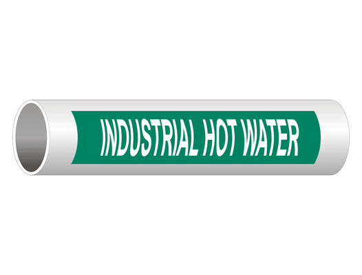 ASME A13.1 Industrial Hot Water Pipe Label PIPE-23745_White_on_Green