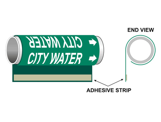 ASME A13.1 City Water White On Green Plastic Pipe Wrap PIPE-23220_WRAP_White_on_Green