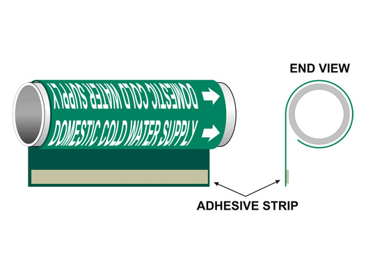 ASME A13.1 Domestic Cold Water Supply Plastic Pipe Wrap PIPE-23370_WRAP_White_on_Green