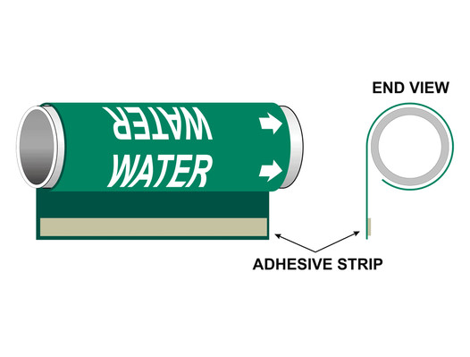 ASME A13.1 Water Plastic Pipe Wrap PIPE-24400_WRAP_White_on_Green