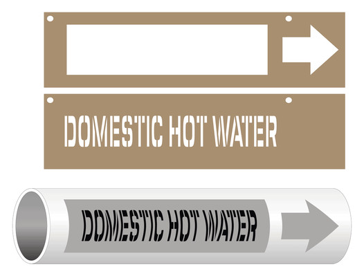 ASME A13.1 Domestic Hot Water Pipe Marking Stencil PIPE-23375_STENCIL