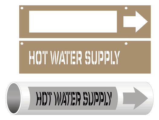 ASME A13.1 Hot Water Supply Pipe Marking Stencil PIPE-23675_STENCIL