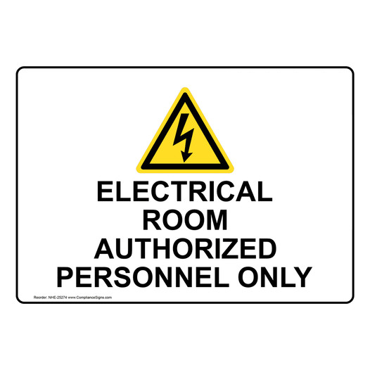 Electrical Room Authorized Personnel Only Sign With Symbol NHE-25274