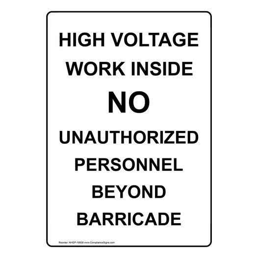 Portrait High Voltage Work Inside Sign NHEP-19938