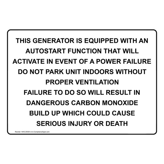This Generator Is Equipped With An Autostart Sign NHE-25538